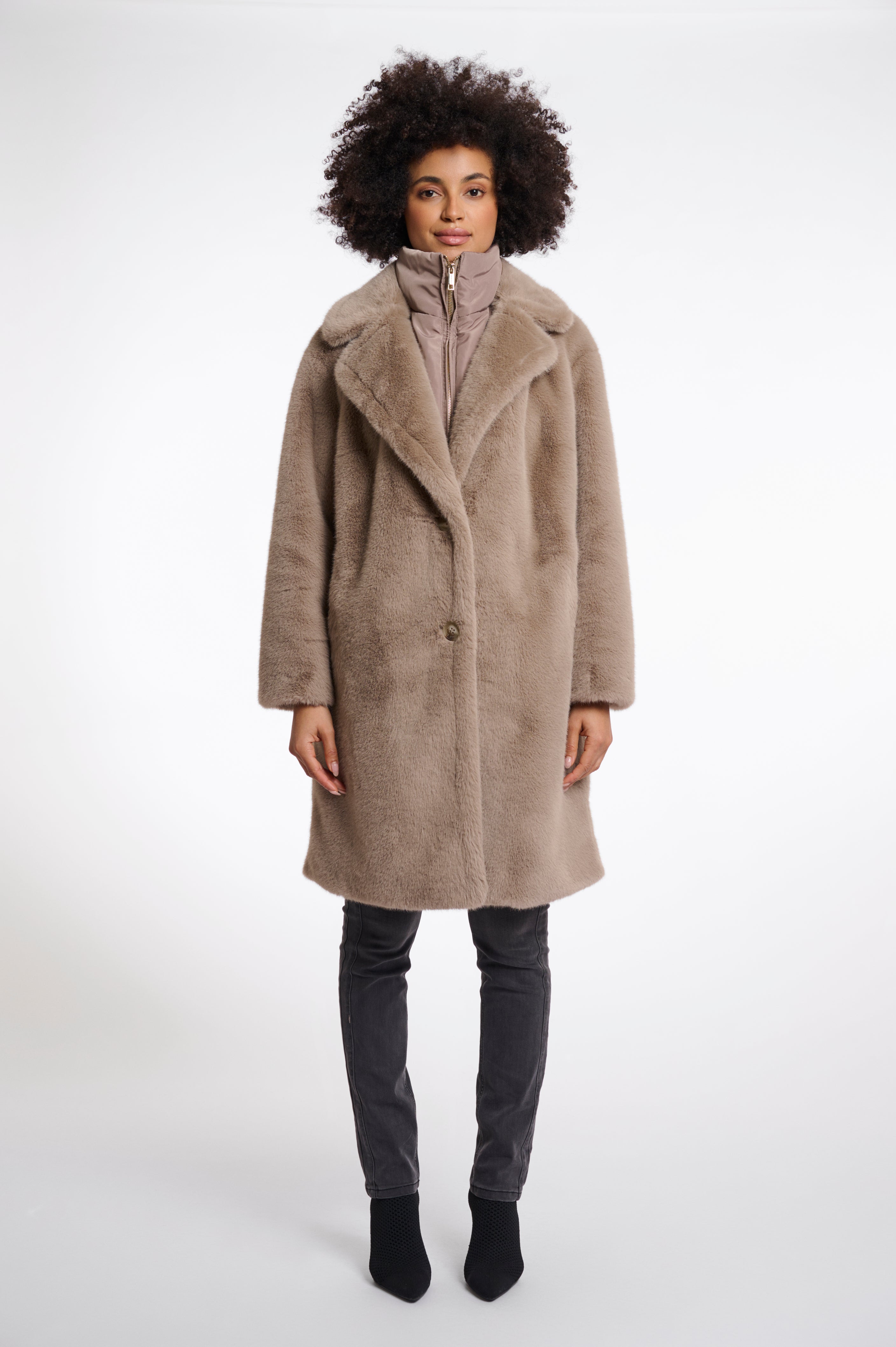 Geesje Faux Fur Coat - Toffee