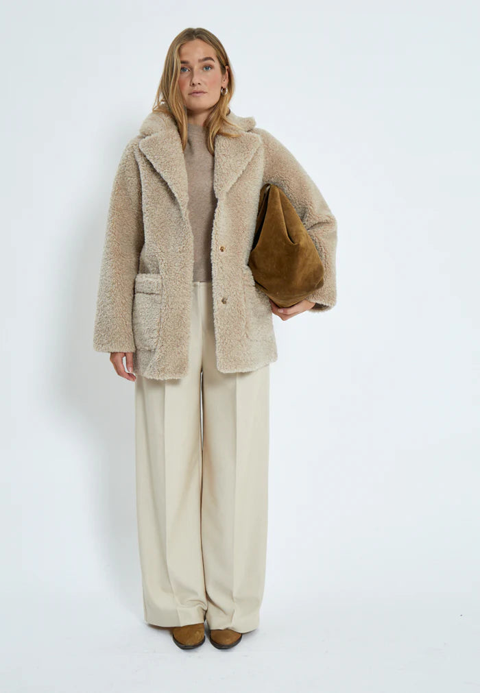 Alda Reversible Faux Fur Jacket - Sand Gray